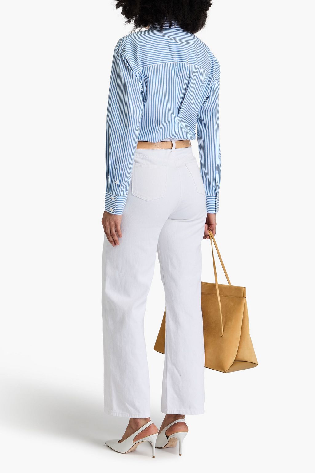VERONICA BEARD Daroda embroidered striped cotton-poplin shirt