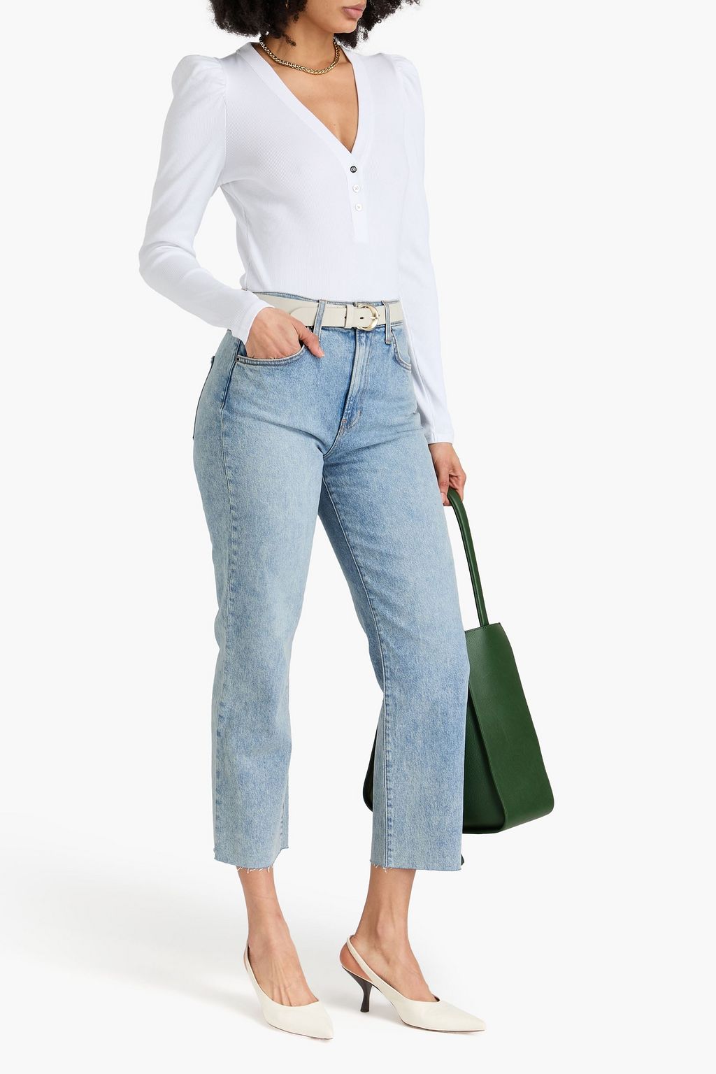 VERONICA BEARD Joey cropped high-rise straight-leg jeans