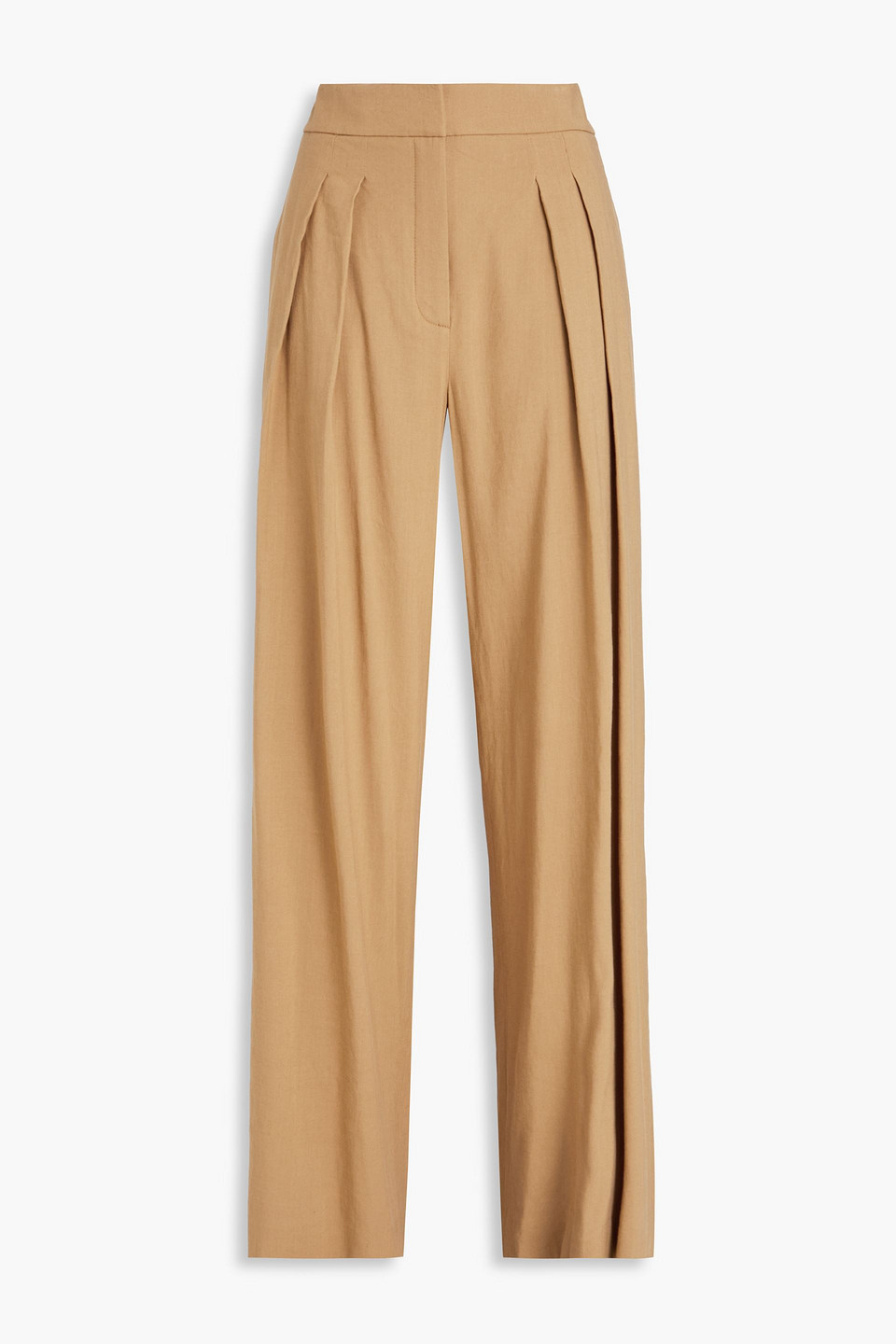 Veronica Beard Jodie Linen-blend Wide-leg Pants In Camelfarben