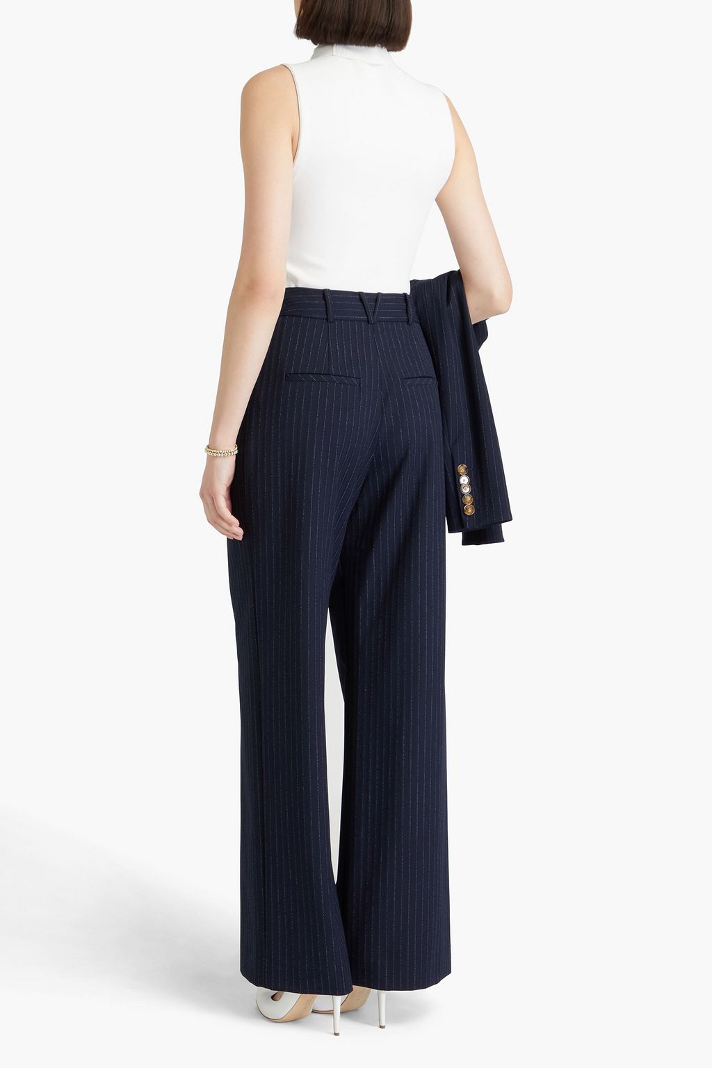 VERONICA BEARD Heyser pinstriped woven wide-leg pants