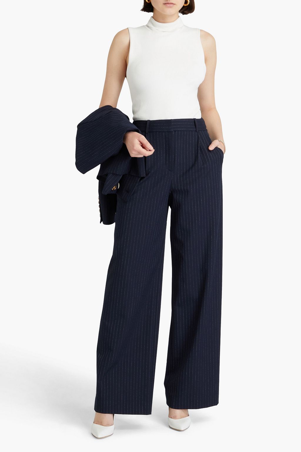 VERONICA BEARD Heyser pinstriped woven wide-leg pants