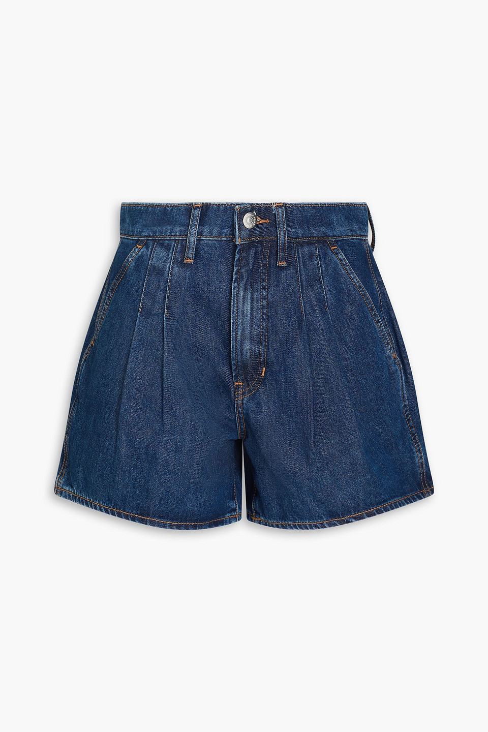 Veronica Beard Simpson Jeansshorts Mit Falten In Mittelblauer Denim