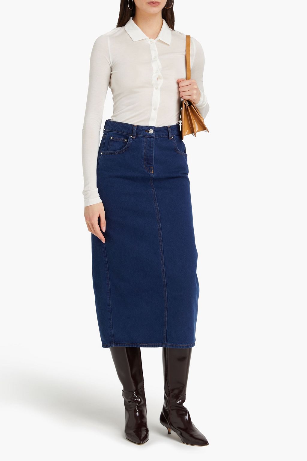 CLAUDIE PIERLOT 데님 미디 스커트