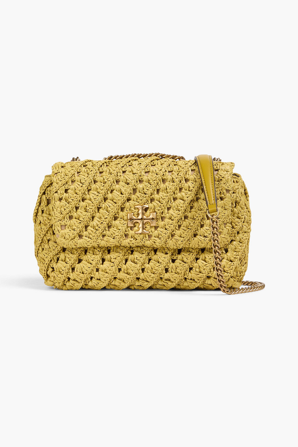 Tory Burch - Kira crocheted straw shoulder bag - Yellow - OneSize