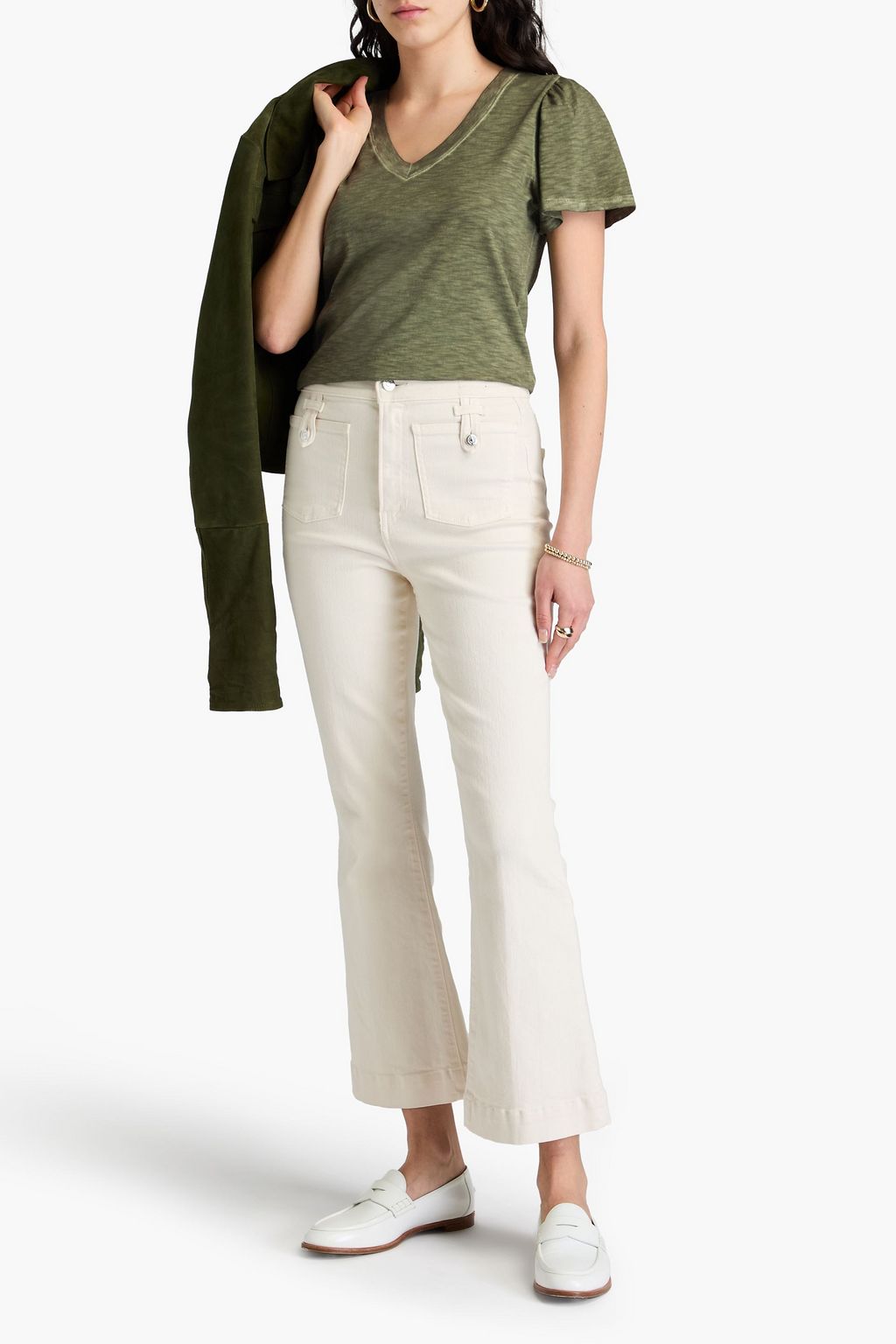 VERONICA BEARD Posey slub Pima cotton-jersey T-shirt