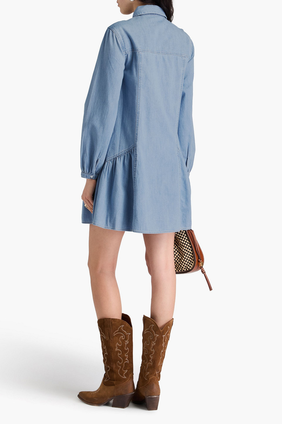 VERONICA BEARD CHAIA COTTON-CHAMBRAY MINI SHIRT DRESS