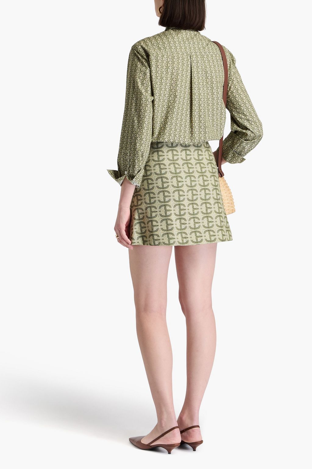 CLAUDIE PIERLOT قميص مصنوع من قطن بوبلين ومزين بطبعات