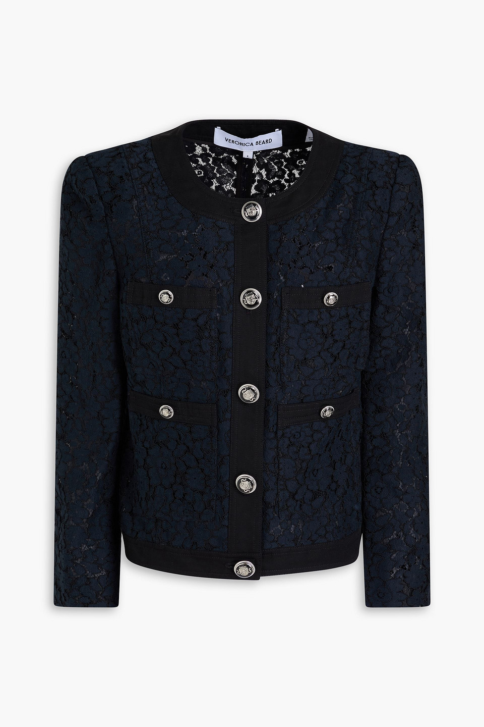 Veronica Beard Cotton-blend Corded Lace Jacket In Marineblau