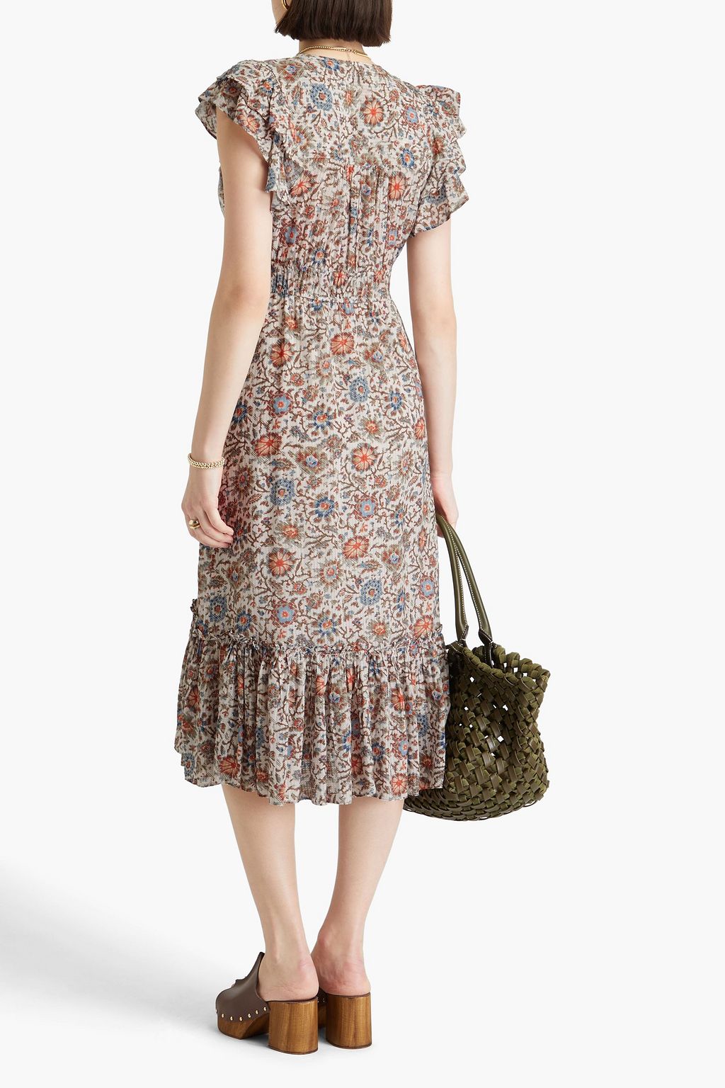 VERONICA BEARD Dolci floral-print seersucker midi dress