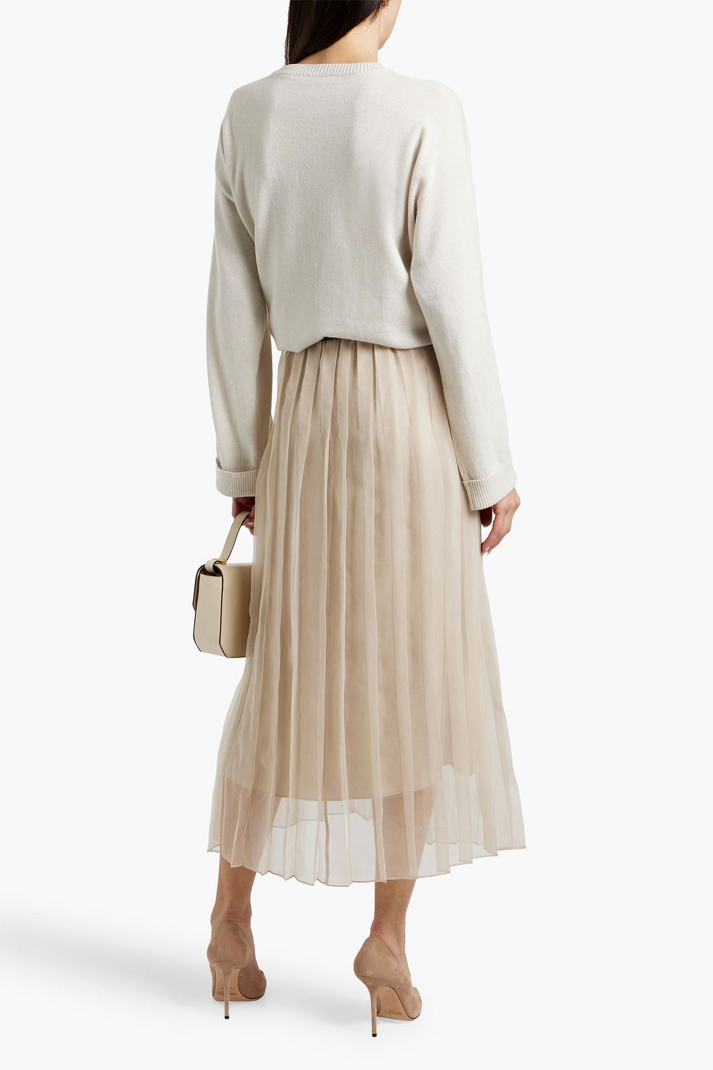 BRUNELLO CUCINELLI Pleated silk-chiffon midi skirt