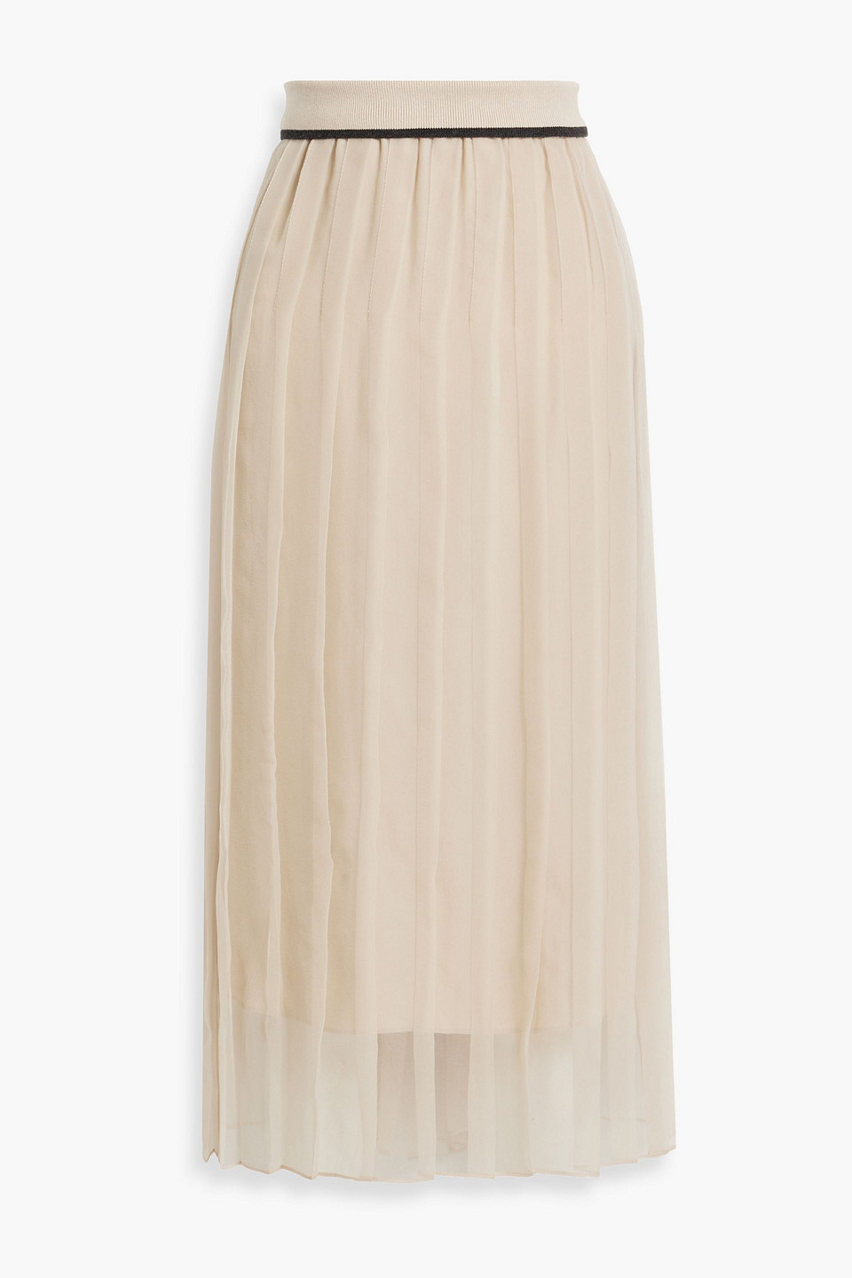 Brunello Cucinelli High-waisted Silk Skirt In Beige