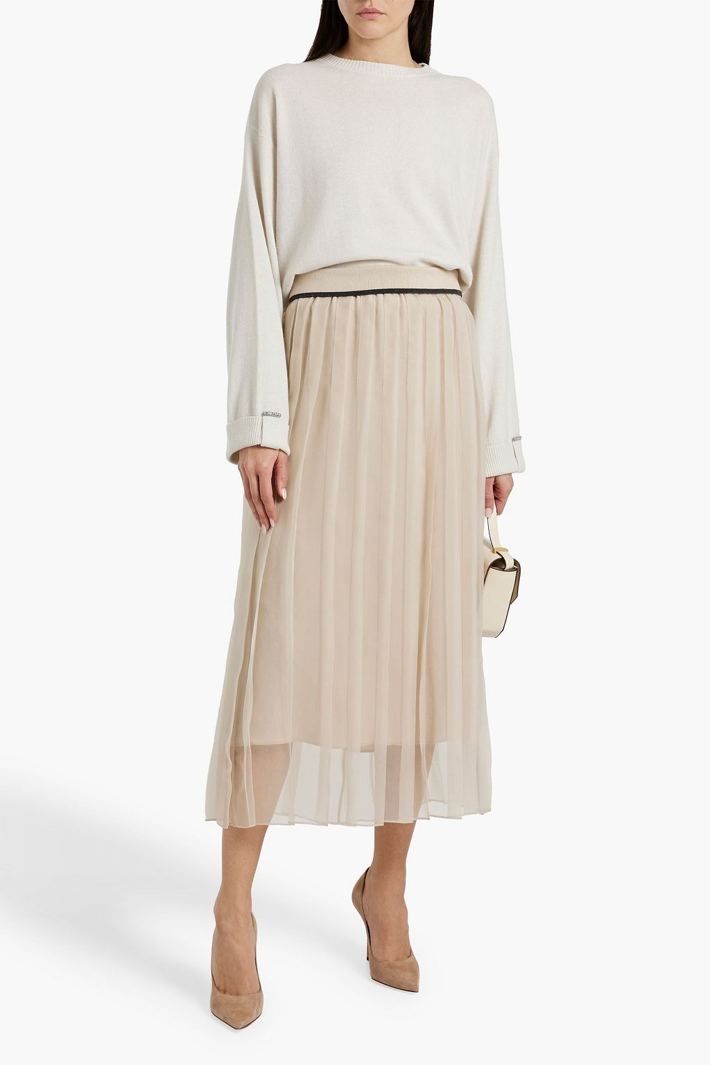 BRUNELLO CUCINELLI Pleated silk-chiffon midi skirt