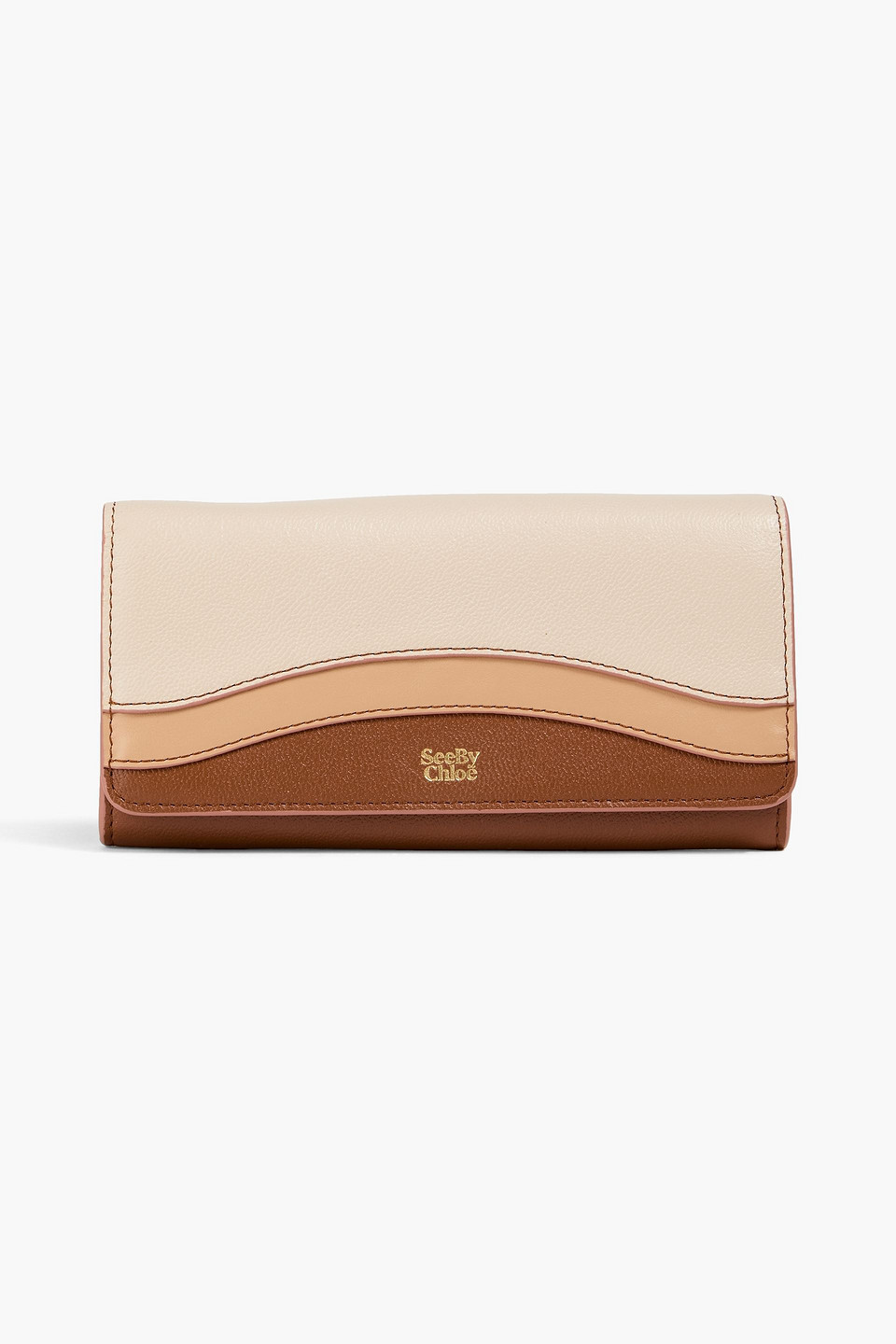 See By Chloé Colour-block Textured-leather Wallet In Blue