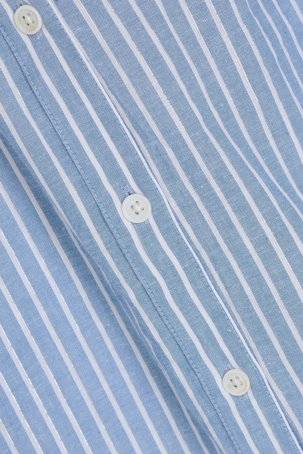 VERONICA BEARD Calisto ruffled metallic striped cotton-blend shirt