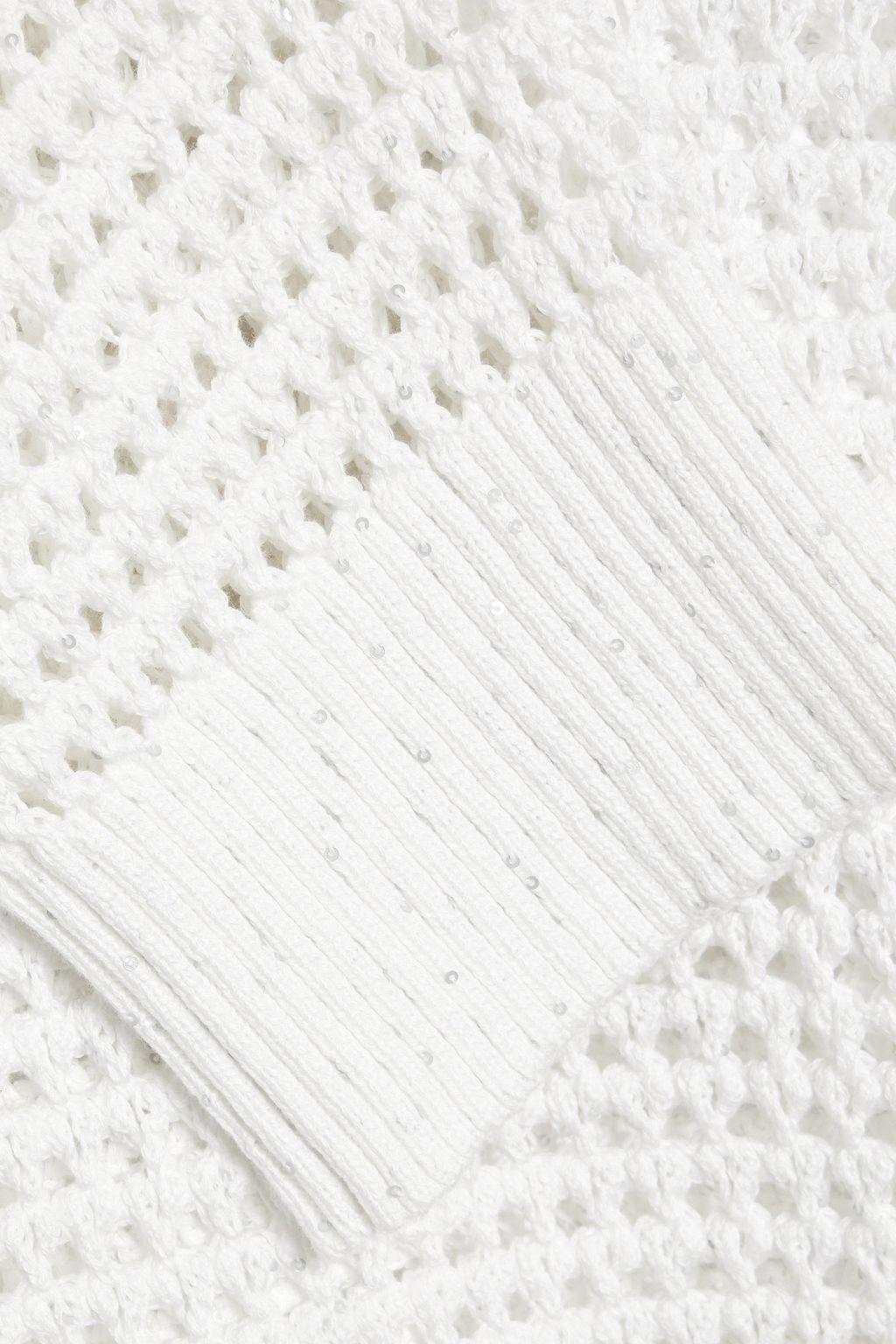 BRUNELLO CUCINELLI Sequin-embellished open-knit cotton-blend sweater