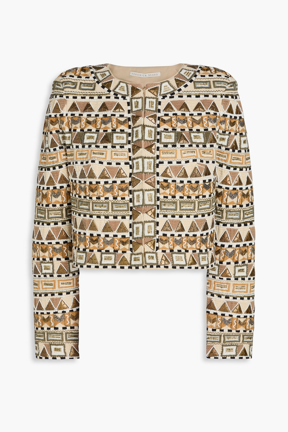 Veronica Beard Daryl Cropped Jacke Aus Baumwolle Mit Verzierung In Beige