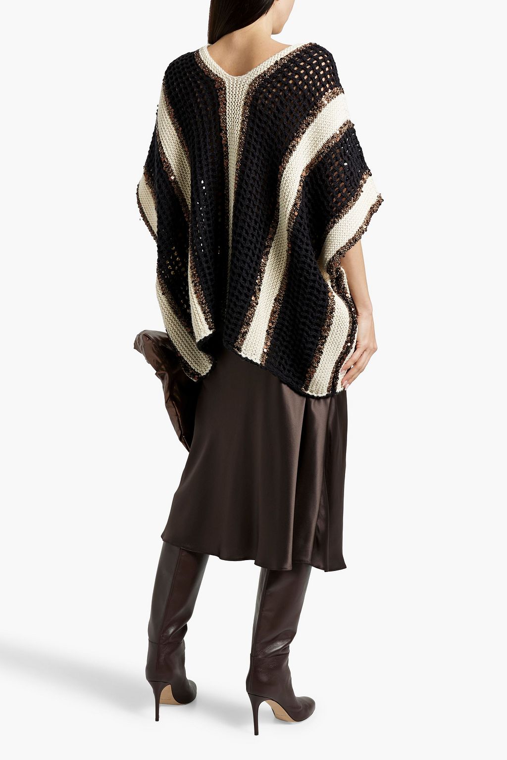 BRUNELLO CUCINELLI Sequin-embellished open-knit jute-blend sweater
