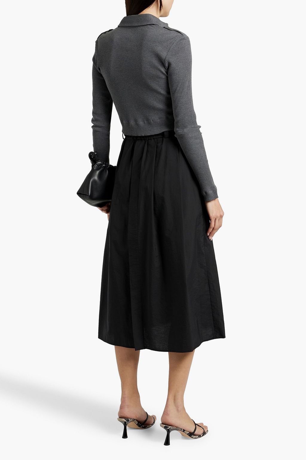 BRUNELLO CUCINELLI Cropped bead-embellished ribbed cotton shirt
