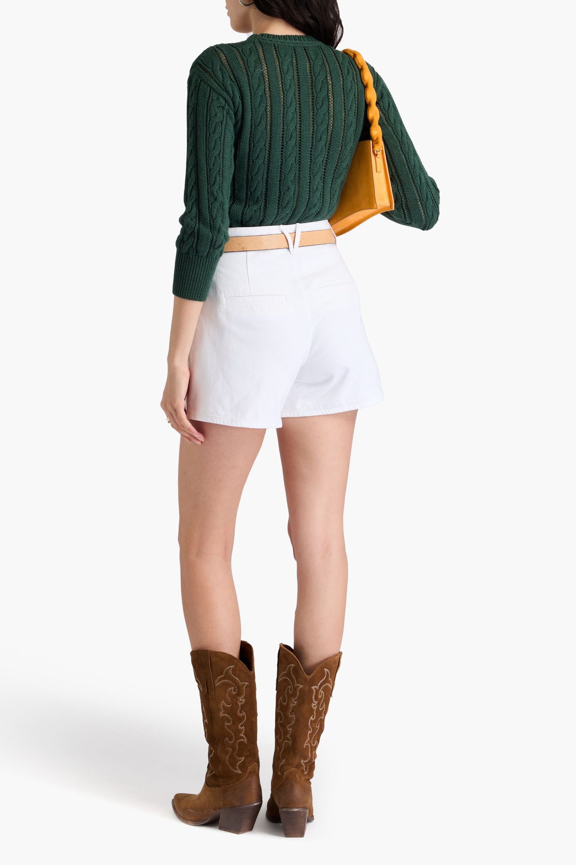 Veronica Beard Simpson pleated denim shorts thumbnail