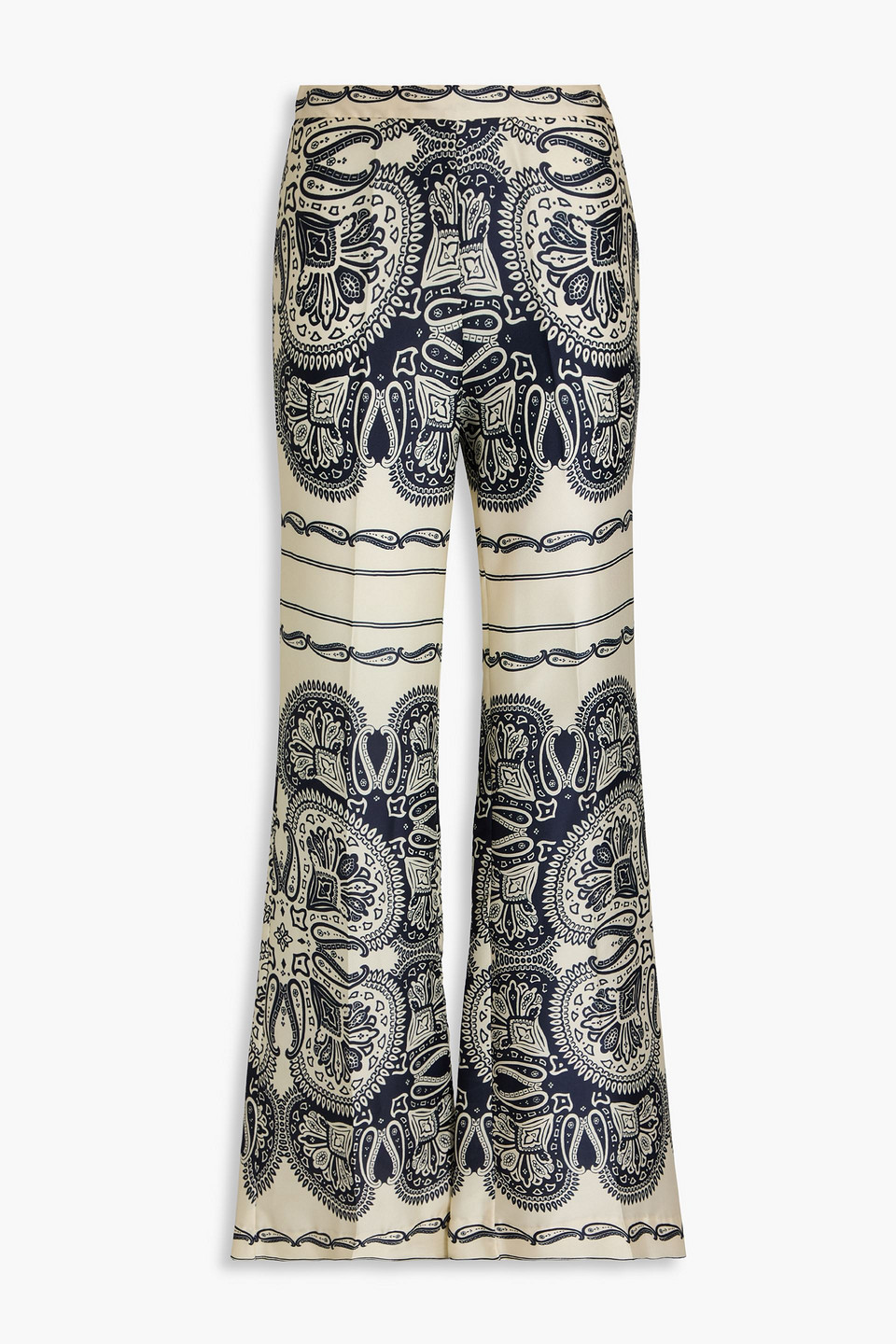 Sandro Paisley-print Satin-twill Flared Trousers
