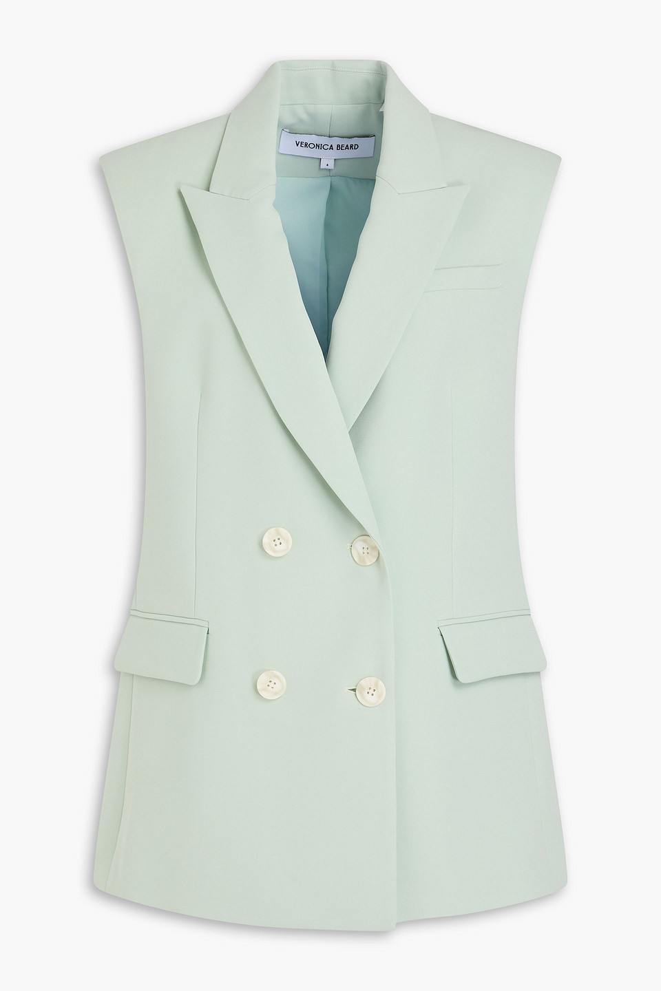 Veronica Beard Becca Double-breasted Crepe Vest In Minzfarben