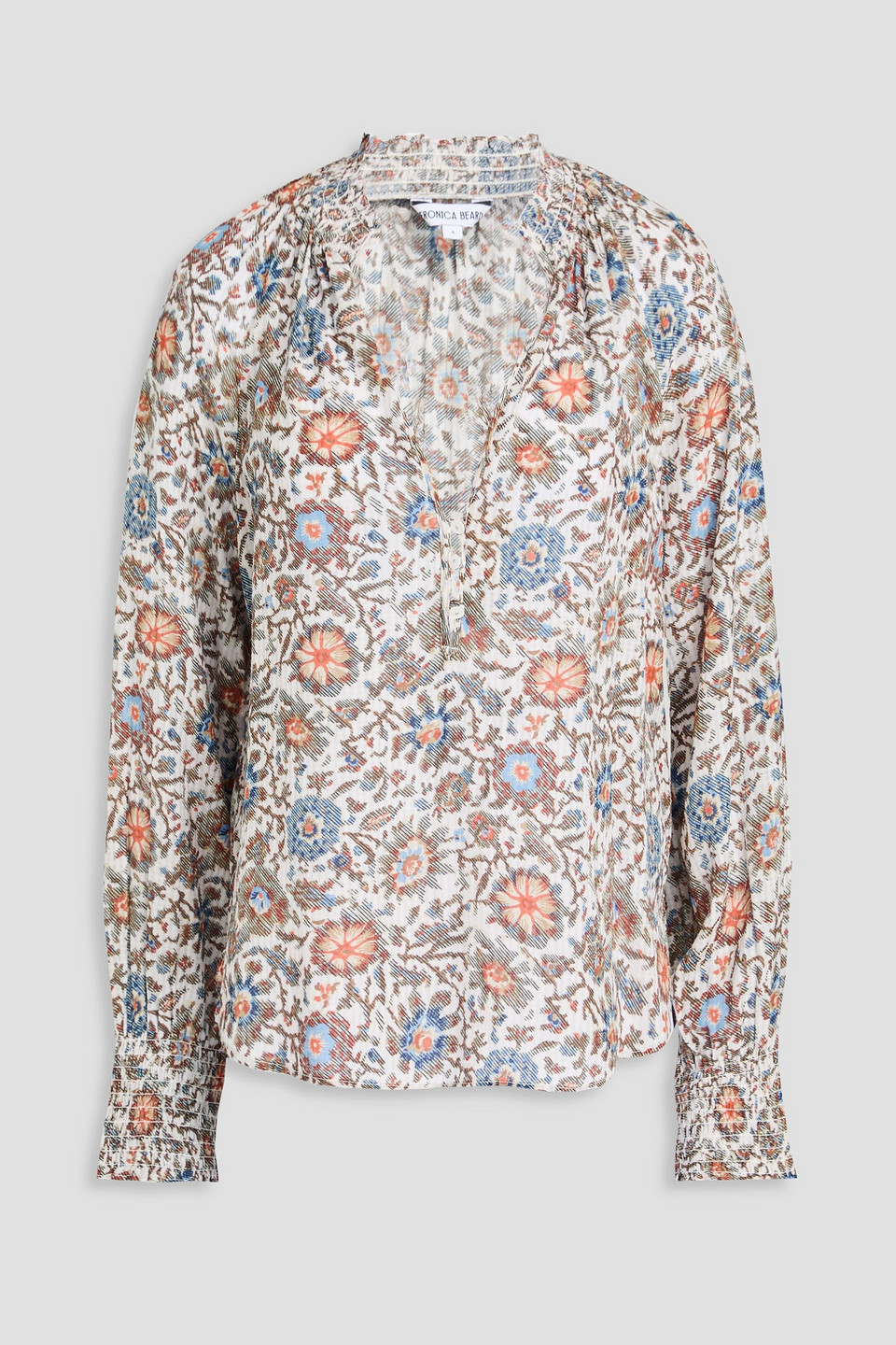 Veronica Beard - Alexandria floral-print seersucker blouse - White - US 8