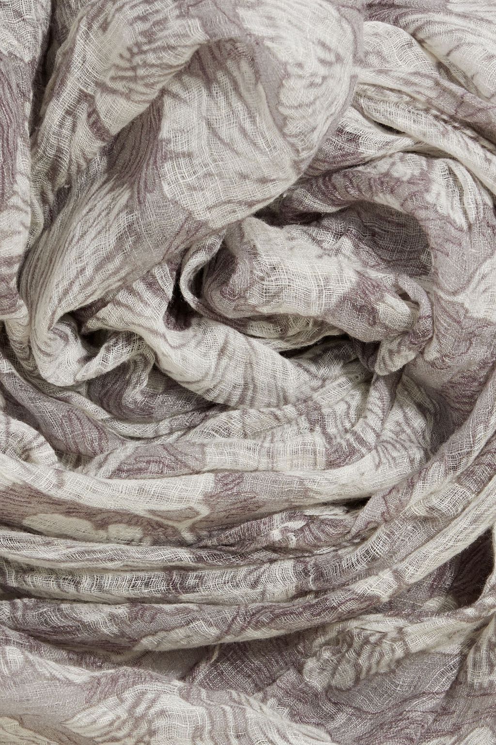 BRUNELLO CUCINELLI Schal aus Leinen-Gaze mit floralem Print