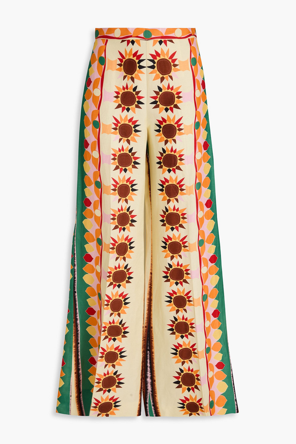 Sandro Printed Slub Woven Wide-leg Pants