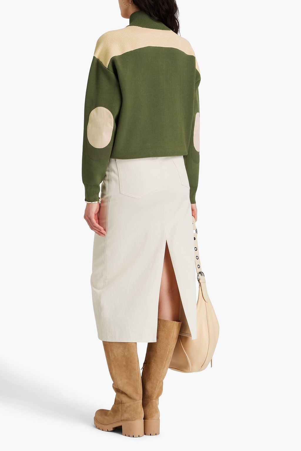 CLAUDIE PIERLOT كنزة رياضية بنصف سحاب من نسيج محبوك بلونين