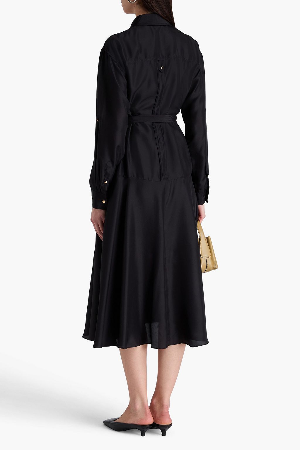 VERONICA BEARD Camille belted silk midi shirt dress
