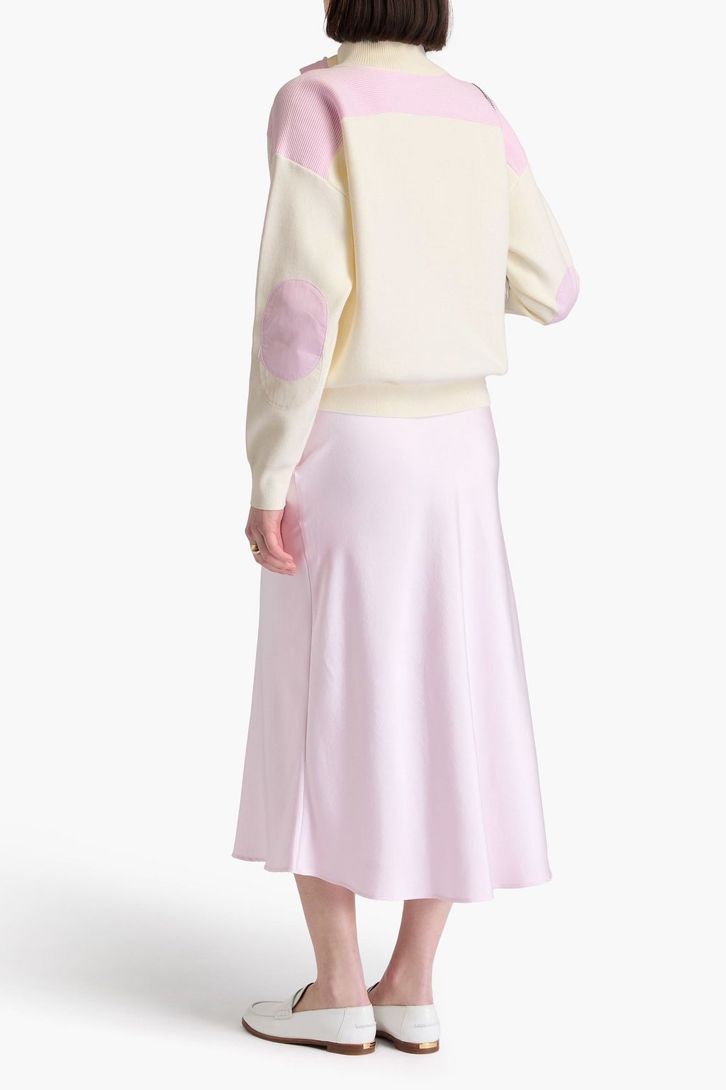CLAUDIE PIERLOT كنزة رياضية بنصف سحاب من نسيج محبوك بلونين