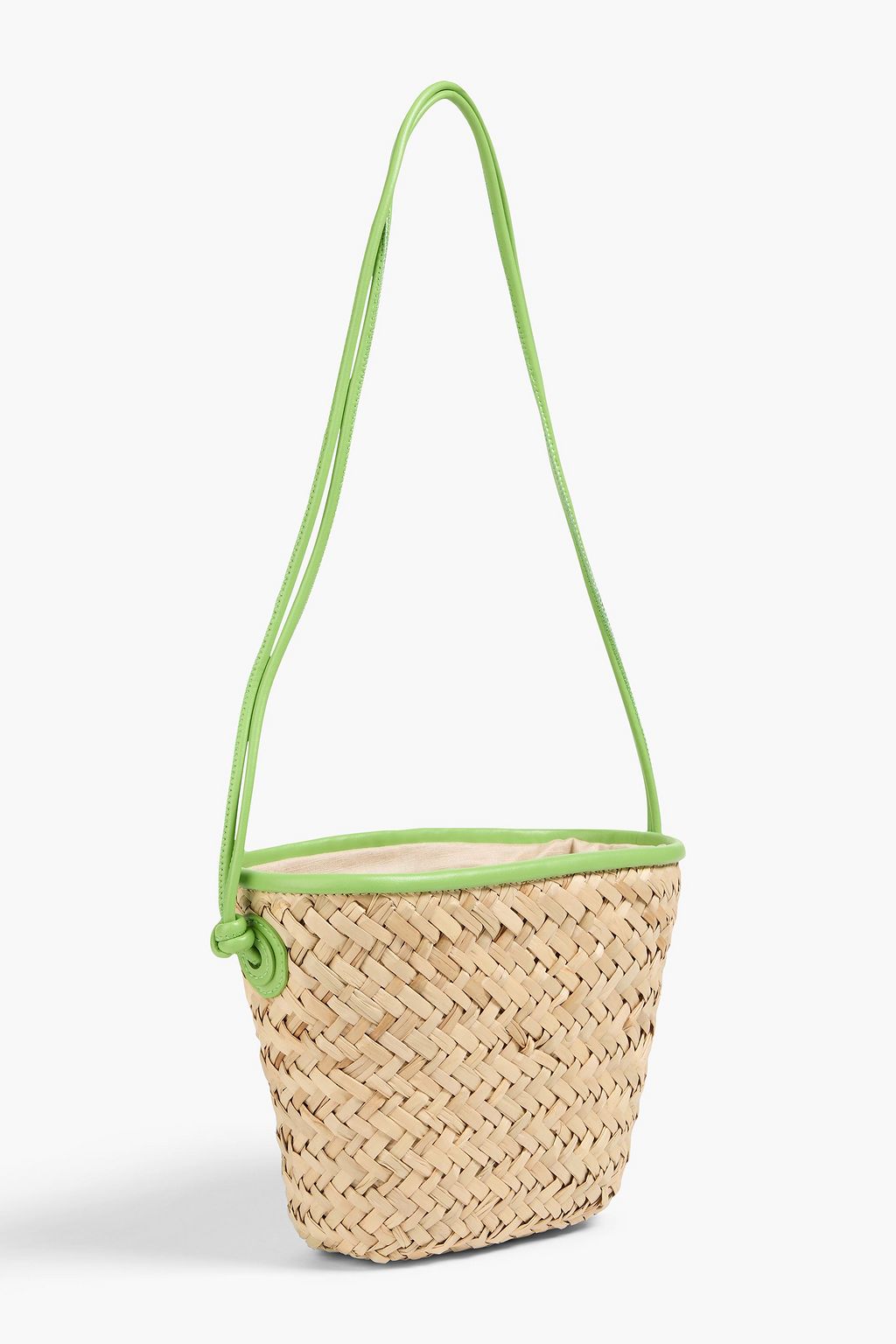 CLAUDIE PIERLOT Leather-trimmed straw bucket bag