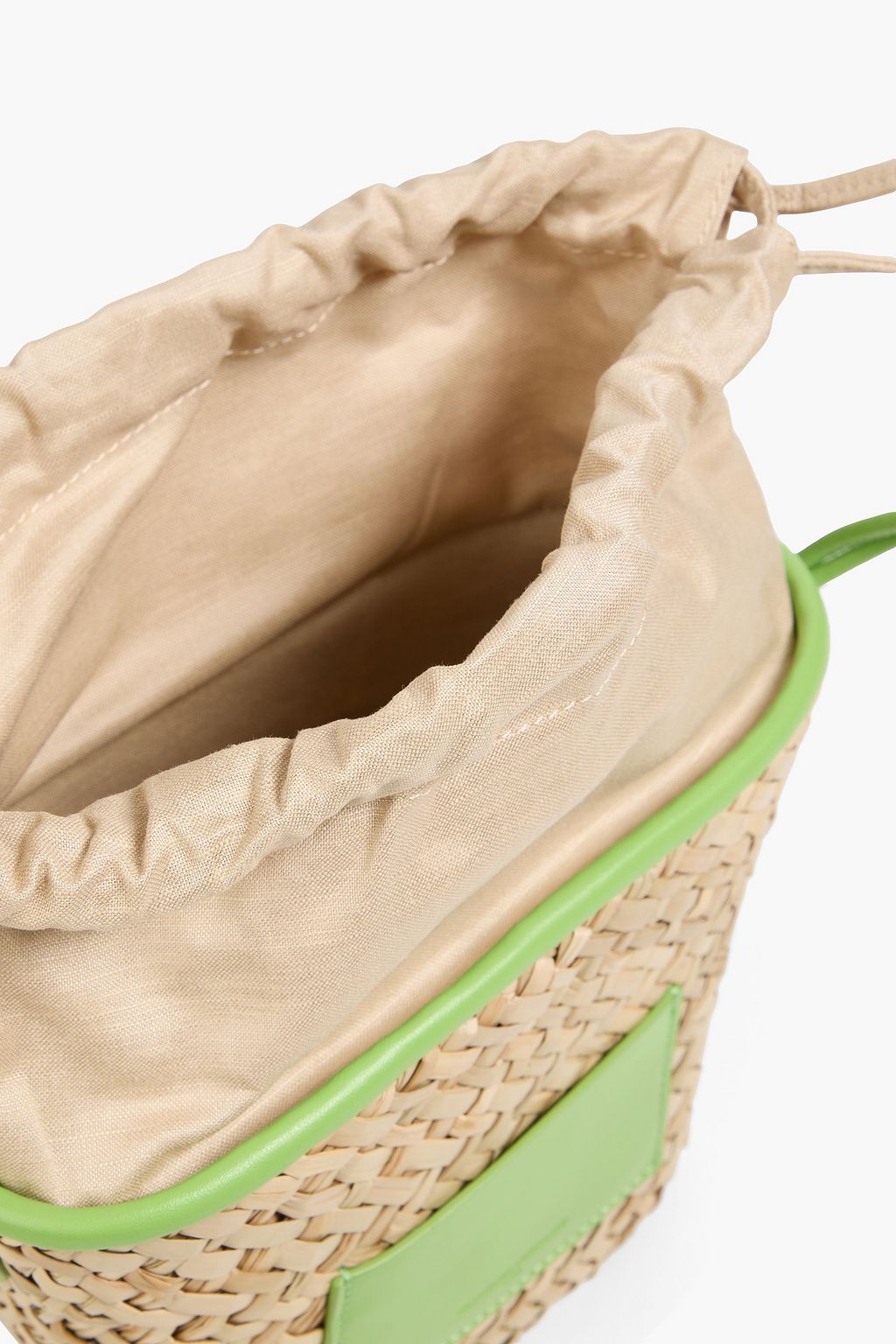 CLAUDIE PIERLOT Leather-trimmed straw bucket bag