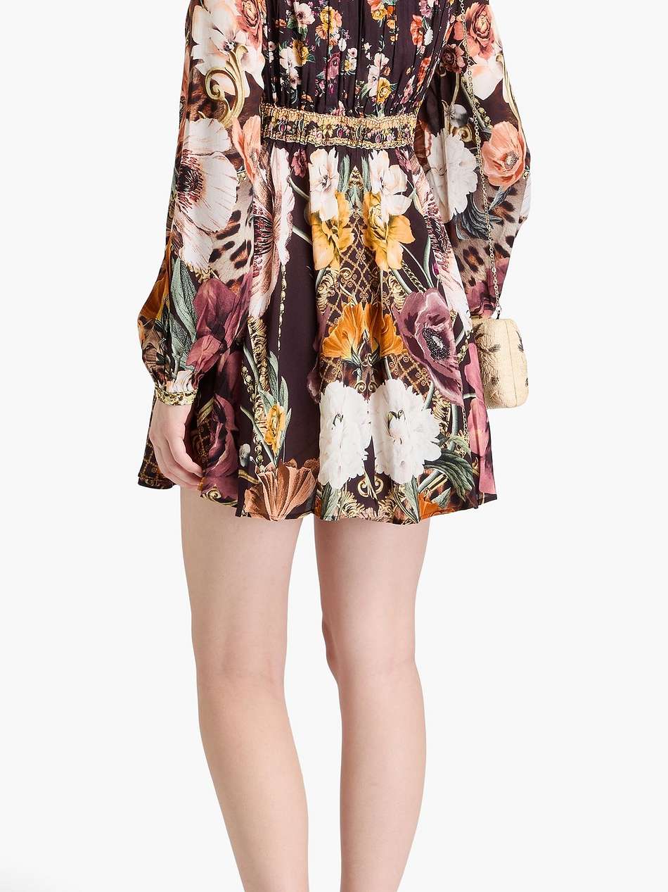 embellished floral-print mousseline mini dress