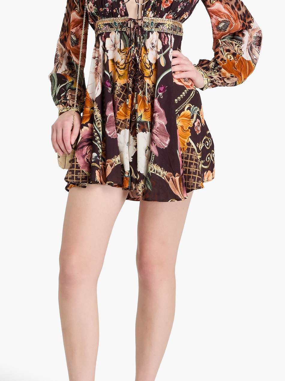 embellished floral-print mousseline mini dress