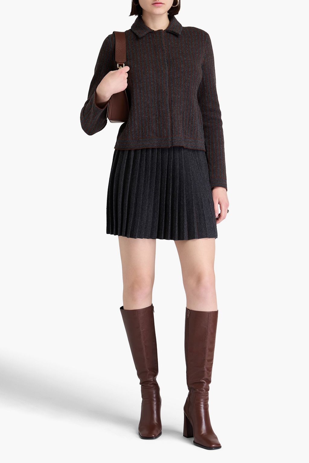 CLAUDIE PIERLOT كارديغان من نسيج محبوك بتصميم مخطط