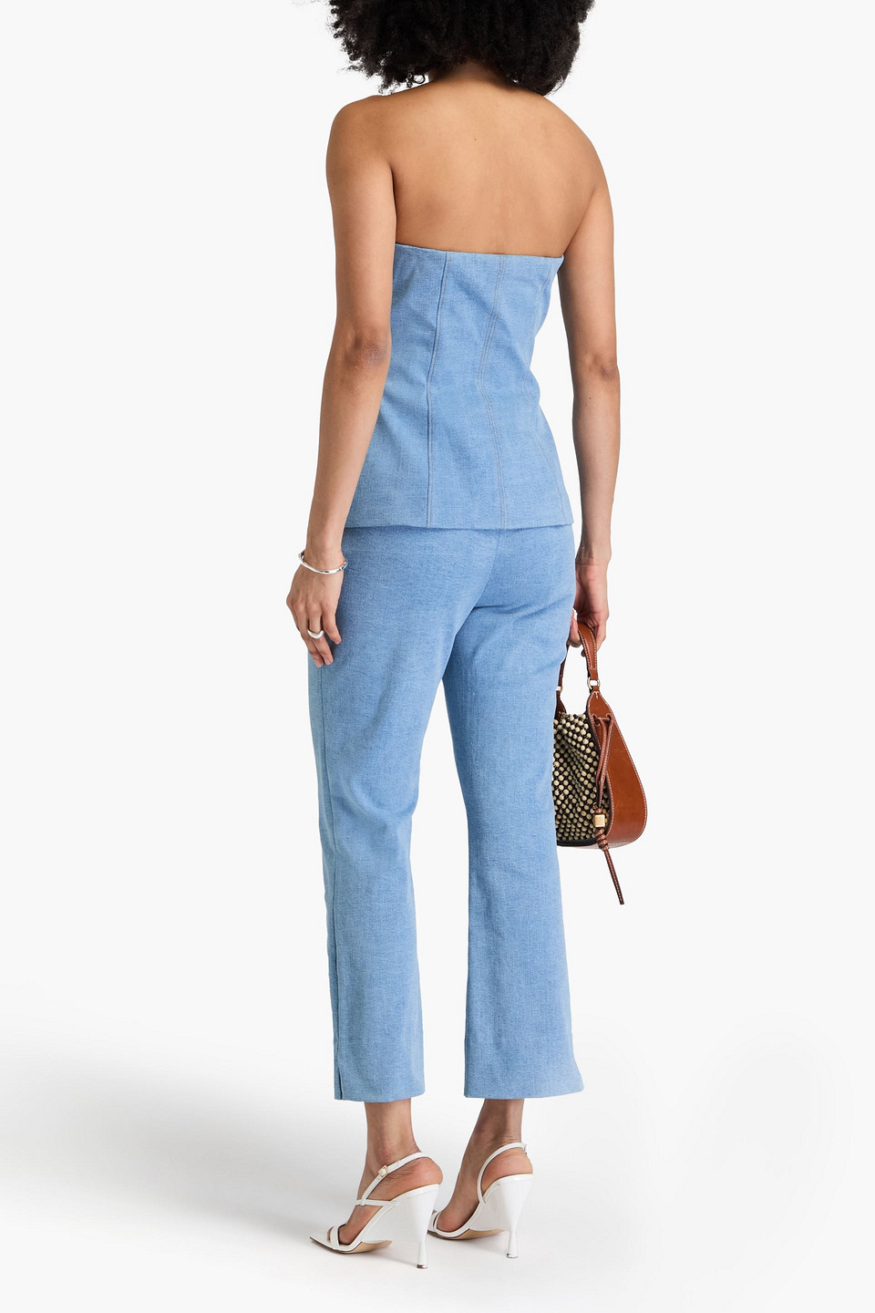 VERONICA BEARD MAEVE STRAPLESS DENIM BUSTIER TOP 