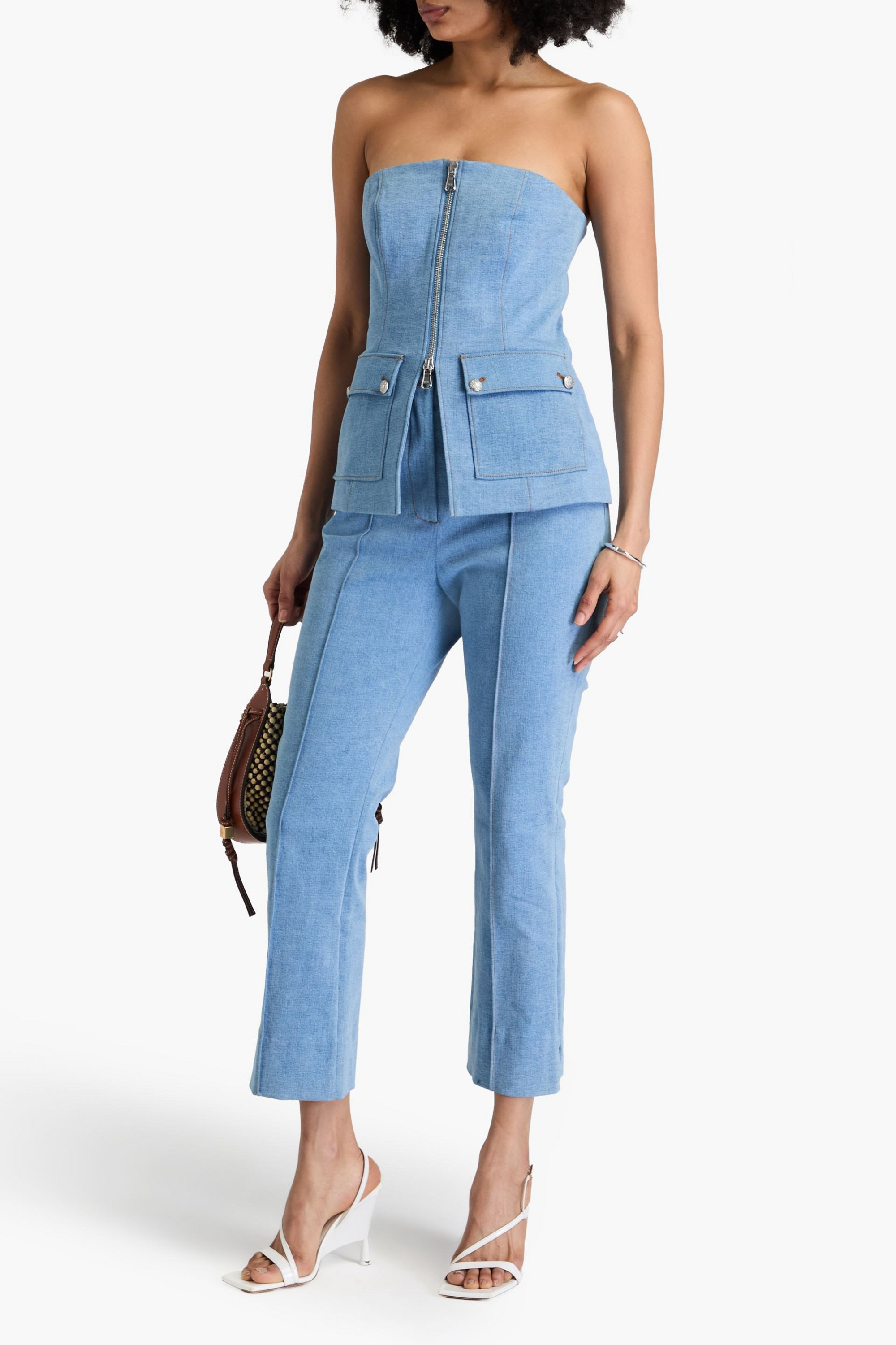 Veronica Beard Maeve strapless denim bustier top