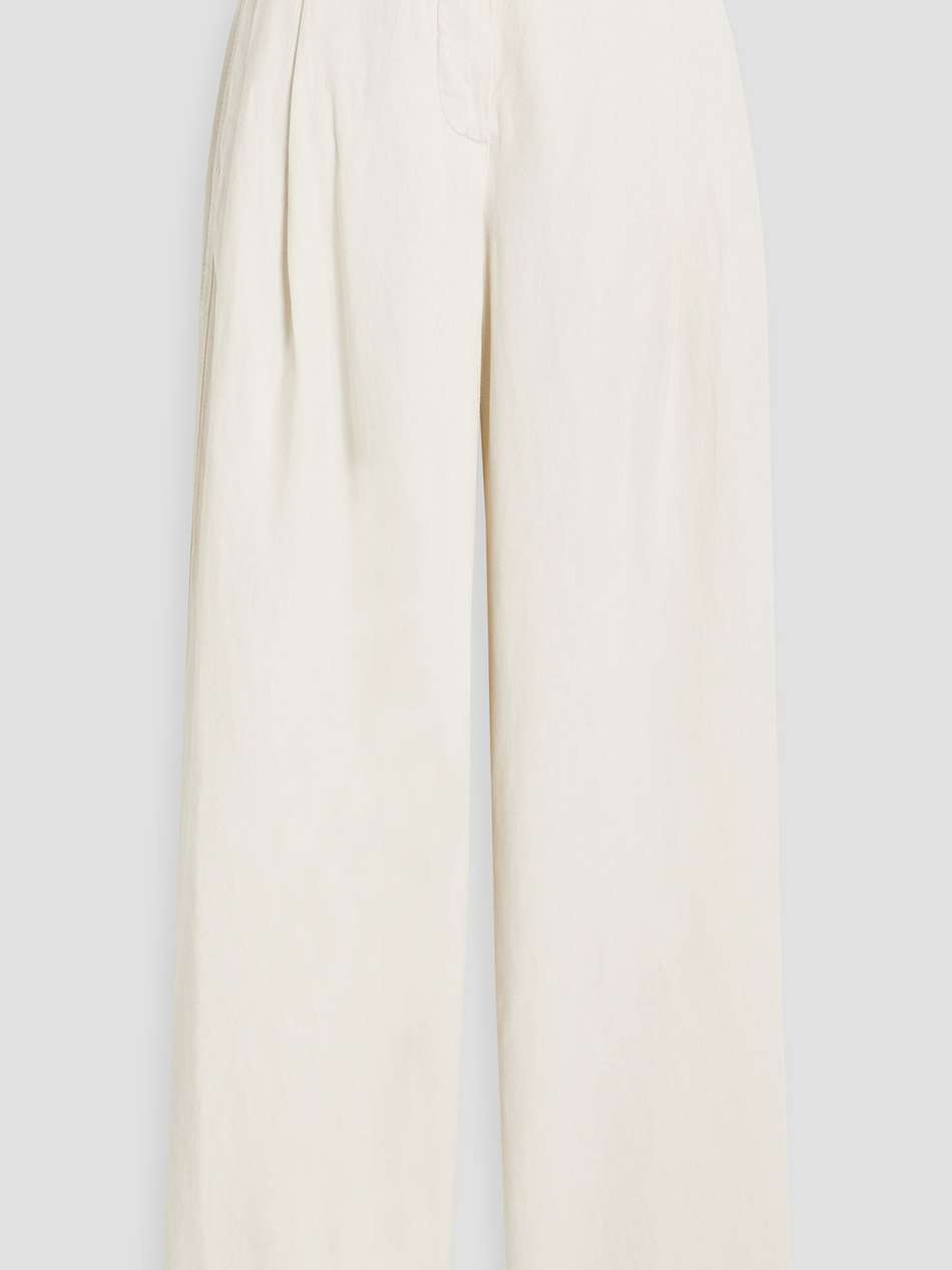 cotton and linen-blend twill straight-leg pants