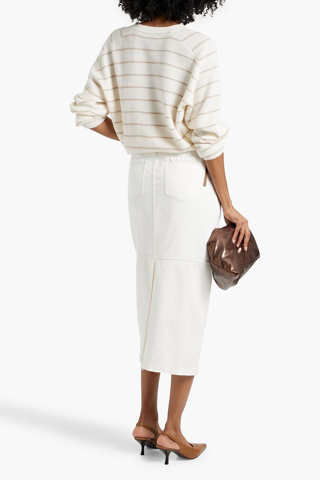 BRUNELLO CUCINELLI Striped ribbed cotton and alpaca-blend sweater