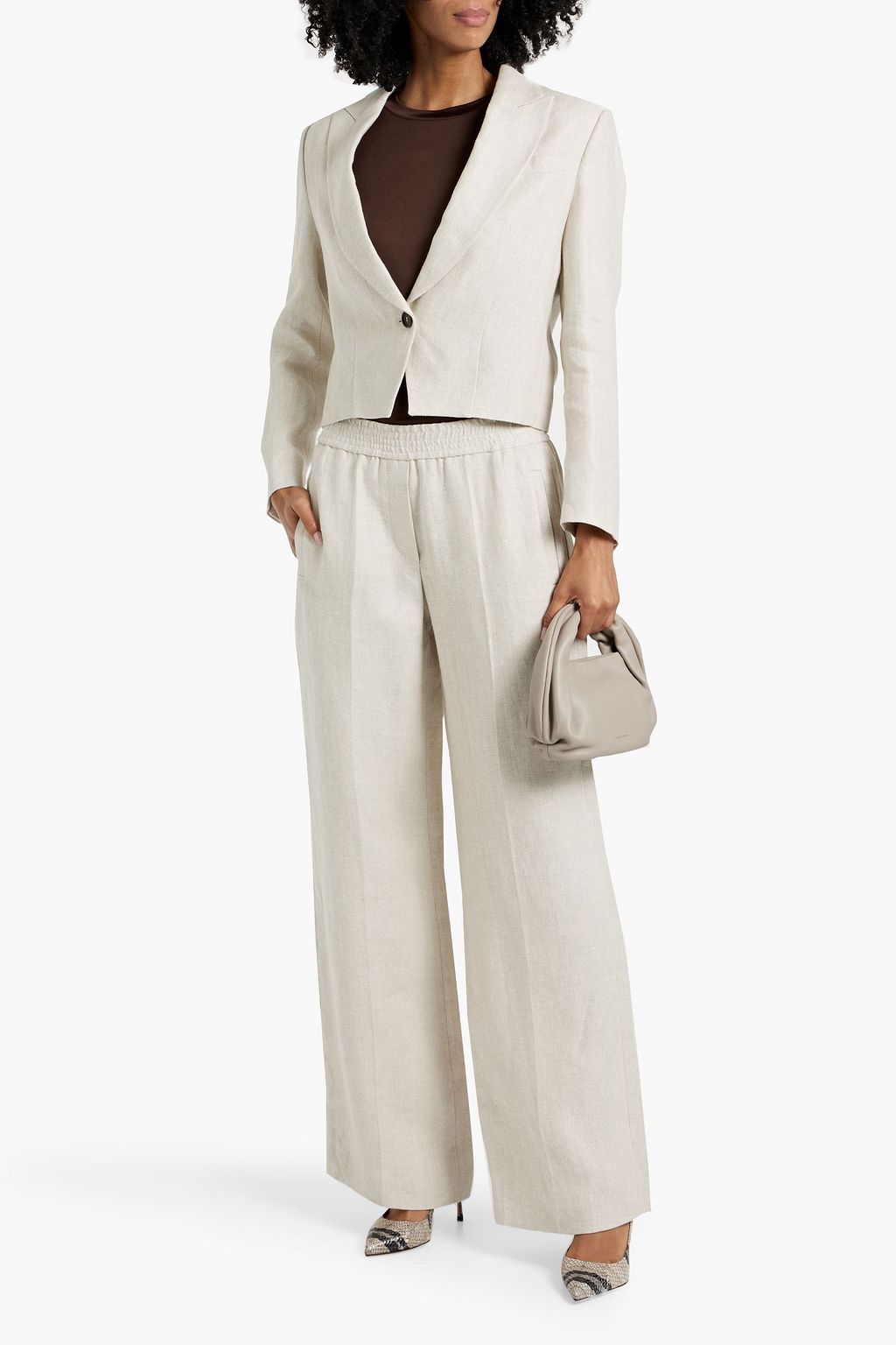 BRUNELLO CUCINELLI Linen-jacquard wide-leg pants