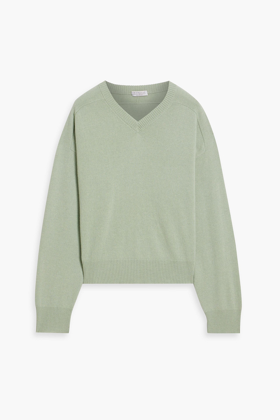Brunello Cucinelli Bead-embellished Cashmere Sweater In Green