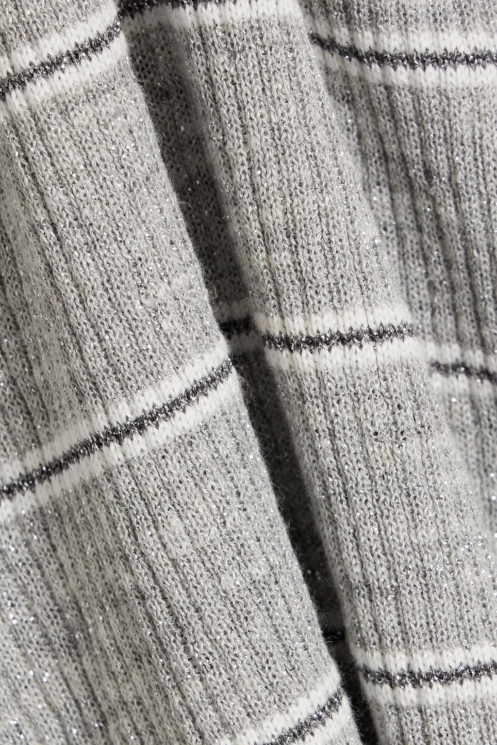 BRUNELLO CUCINELLI 메탈릭 스트라이프 리브 니트 탑