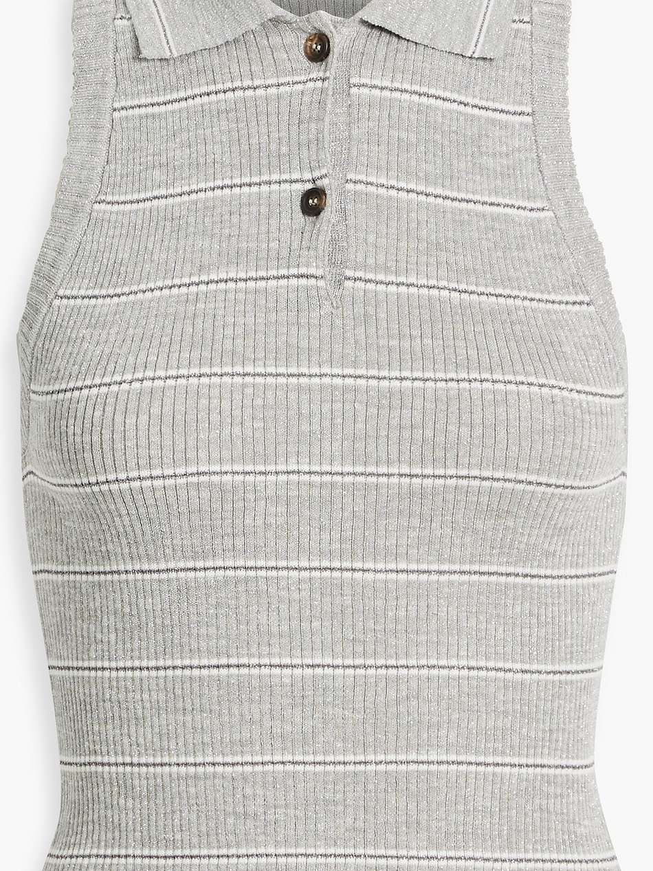 metallic striped ribbed-knit top