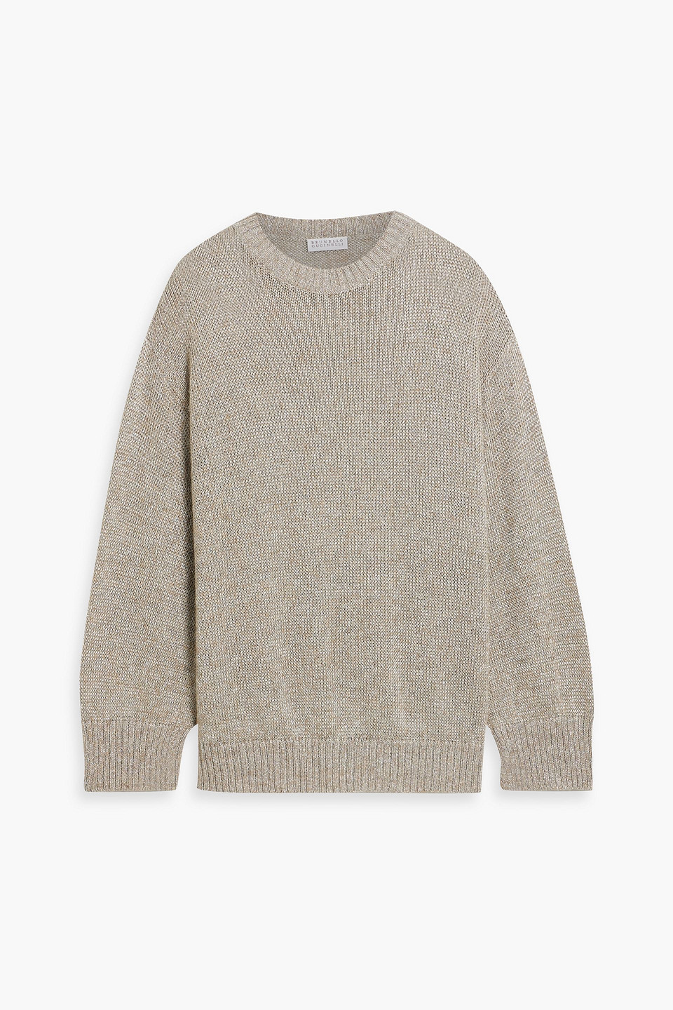 Brunello Cucinelli Metallic Knitted Sweater In Mushroom