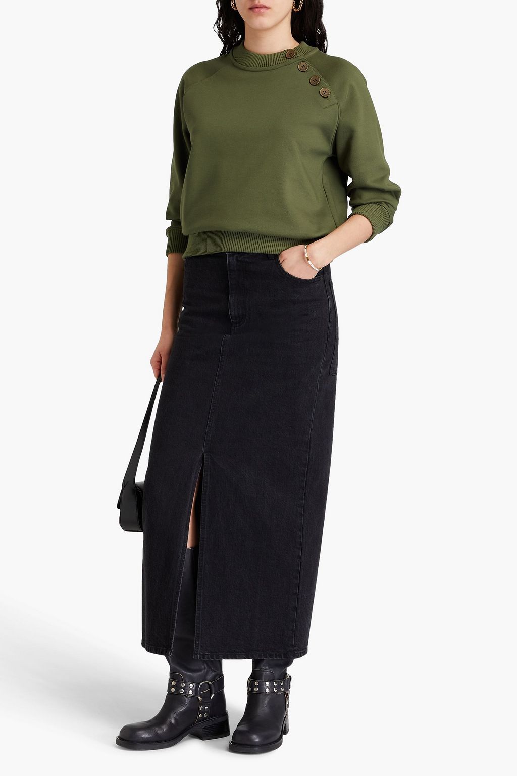 CLAUDIE PIERLOT سويت شيرت من قطن تيري الفرنسي المطاطي