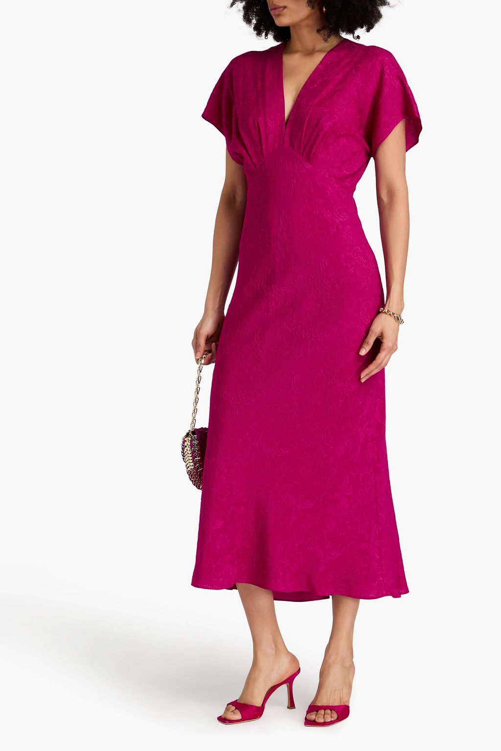 VERONICA BEARD Seymour pleated silk-jacquard maxi dress