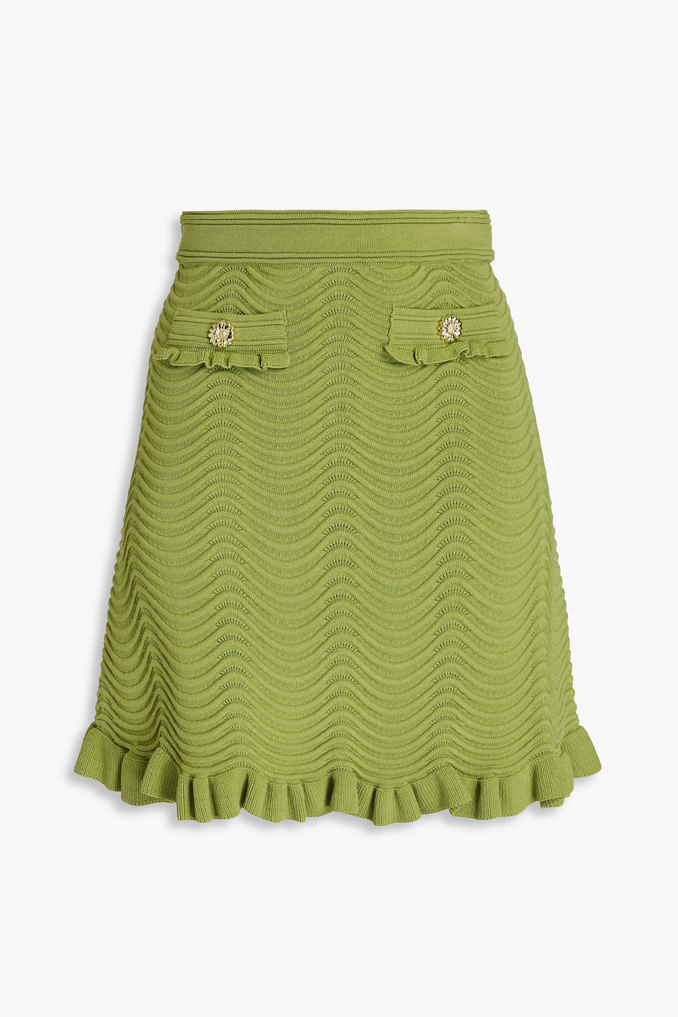 Sandro Ruffled Crochet-knit Mini Skirt