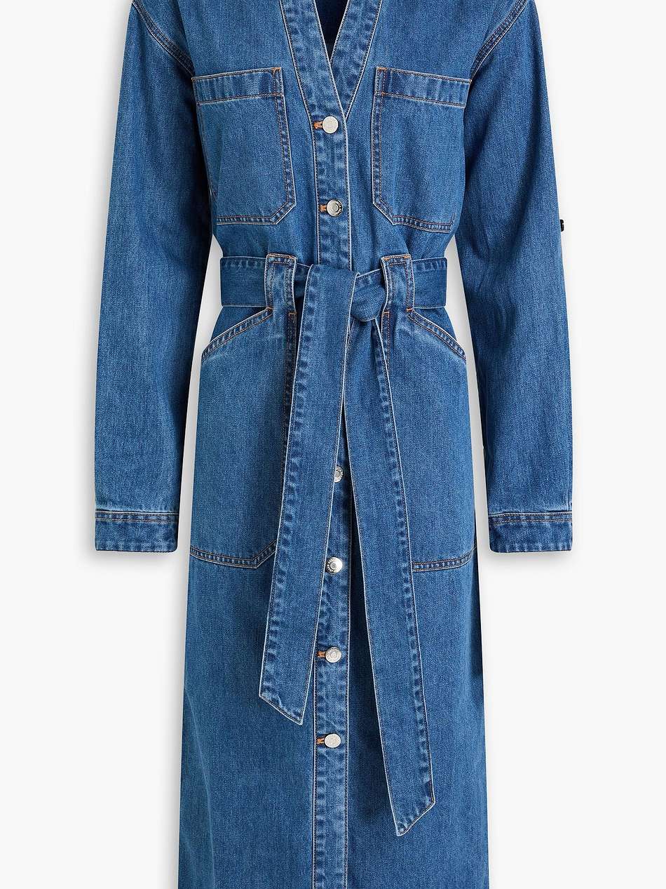 evelyn denim midi shirt dress