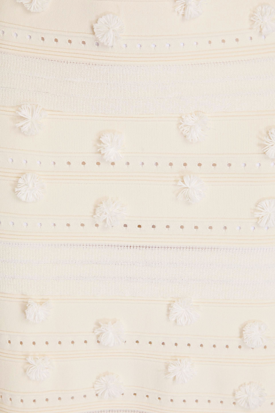 Sandro Pompom-embellished Pointelle-knit Midi Skirt